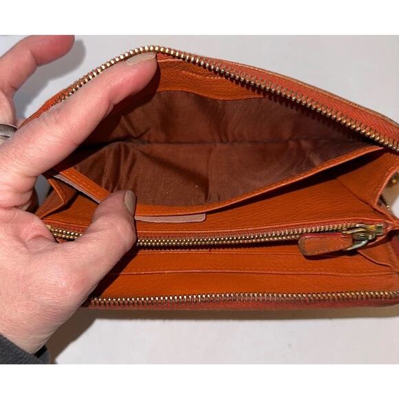 MIU MIU Madras Leather Zippy Wallet Orange Paprika Long Wallet Authentic - Picture 9 of 15